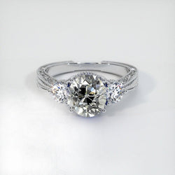 Vintage-Stil 3-Stein-Ring rund im alten Minenschliff Echt Aus der Erde Abgebauter Natürlicher Diamanten 2,25 Karat