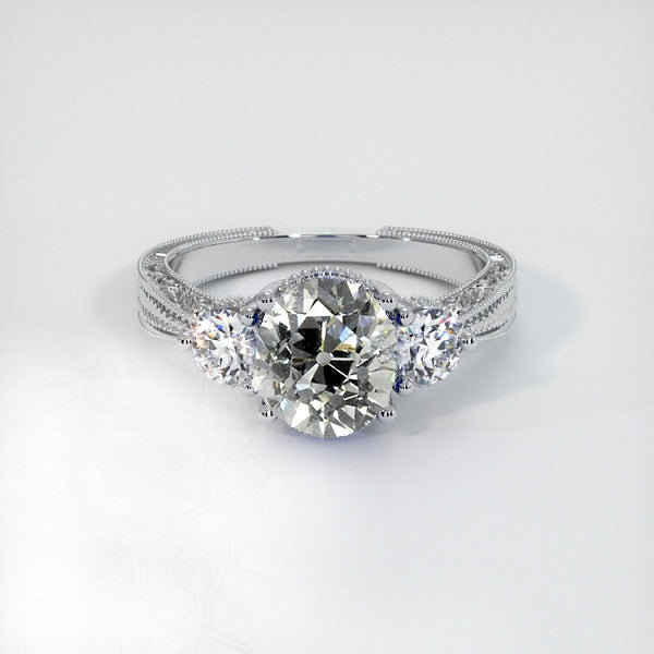 Vintage-Stil 3-Stein-Ring rund im alten Minenschliff Echt Diamanten 2,25 Karat