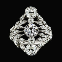 Vintage Stil Ehering Alter Minenschliff Echt Aus der Erde Abgebauter Natürlicher Diamant Blatt Stil 3 Karat