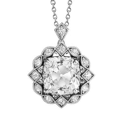 Vintage Stil Halo Echt Aus der Erde Abgebauter Natürlicher Diamant Anhänger rund & Kissen alter Bergmann 7 Karat