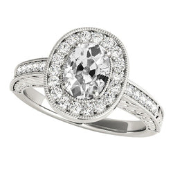 Vintage Stil Halo Jubiläumsring Ovaler Altschliff Natürliche Aus der Erde Abgebauter Natürlicher Diamant 5 Karat