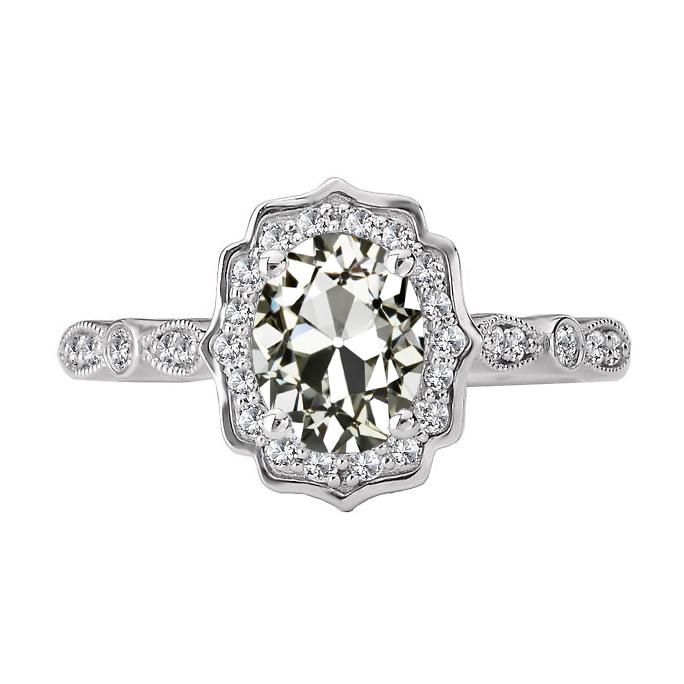 Vintage Stil Halo Ring Rund & Oval Altschliff Natürliche Diamant 5.50 Karat