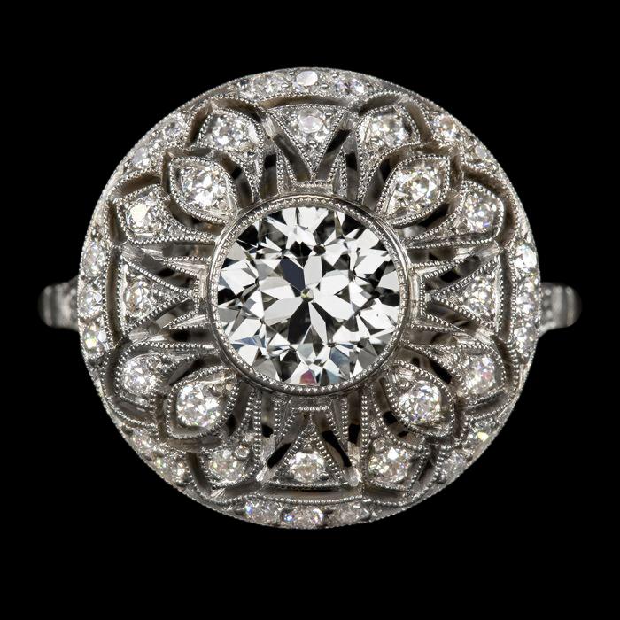 Vintage-Stil Halo Ring rund alter Bergmann Echt Diamant Lünette Set 3.50 Karat