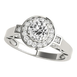 Vintage Stil Halo Runder Altschliff Echt Aus der Erde Abgebauter Natürlicher Diamantring Gold 3.50 Karat