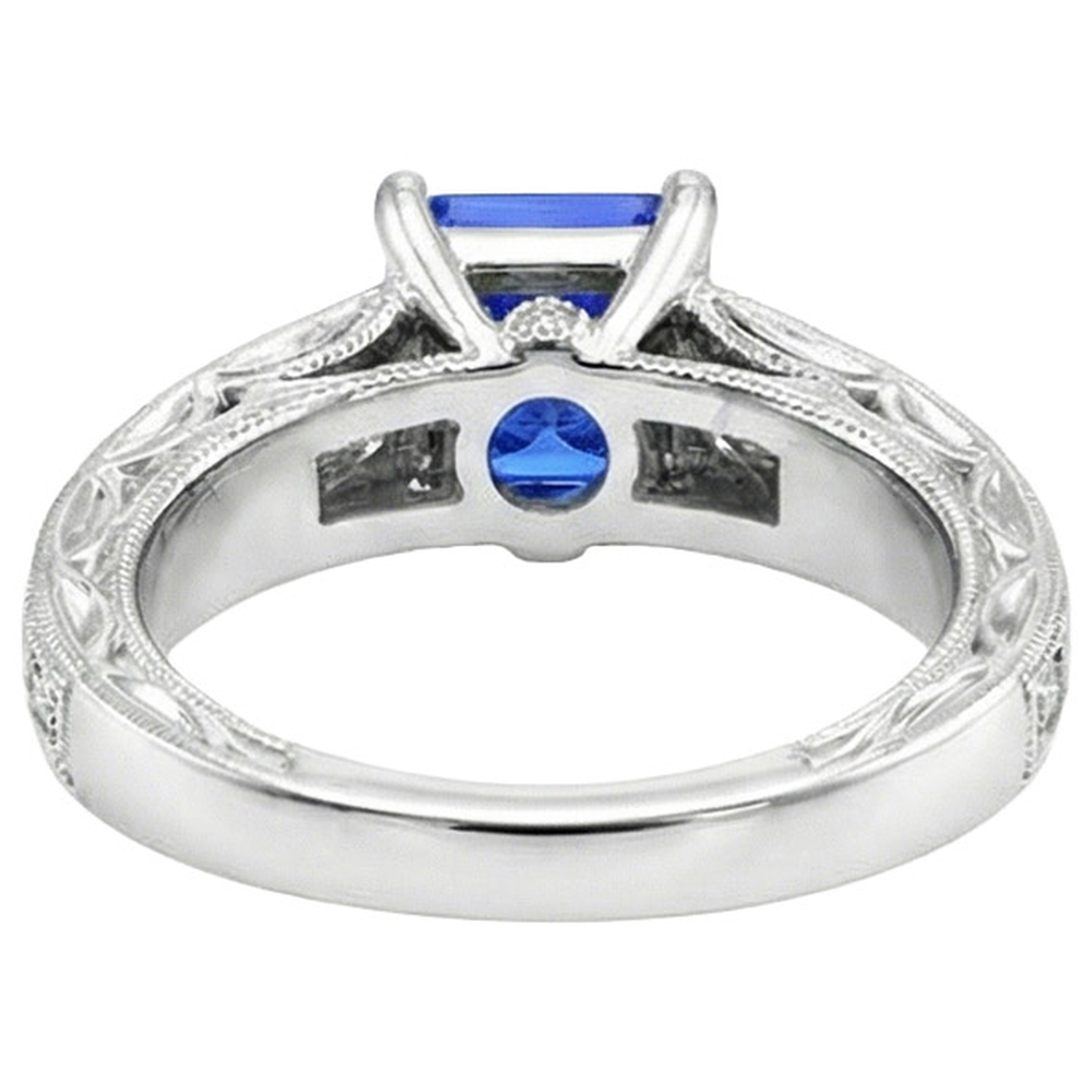 Vintage-Stil Prinzessin Ceylon Saphir & Aus der Erde Abgebauter Natürlicher Diamant Ring 5,50 Karat