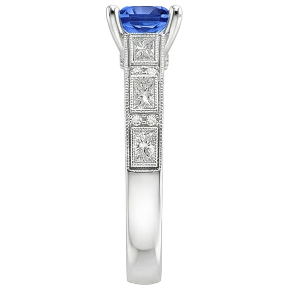 Vintage-Stil Prinzessin Ceylon Saphir & Aus der Erde Abgebauter Natürlicher Diamant Ring 5,50 Karat