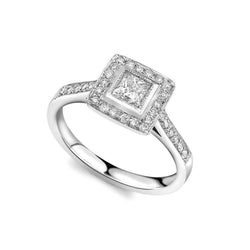 Vintage-Stil Prinzessin und Echt Diamant-Halo-Ring im Rundschliff 2.60 Ct