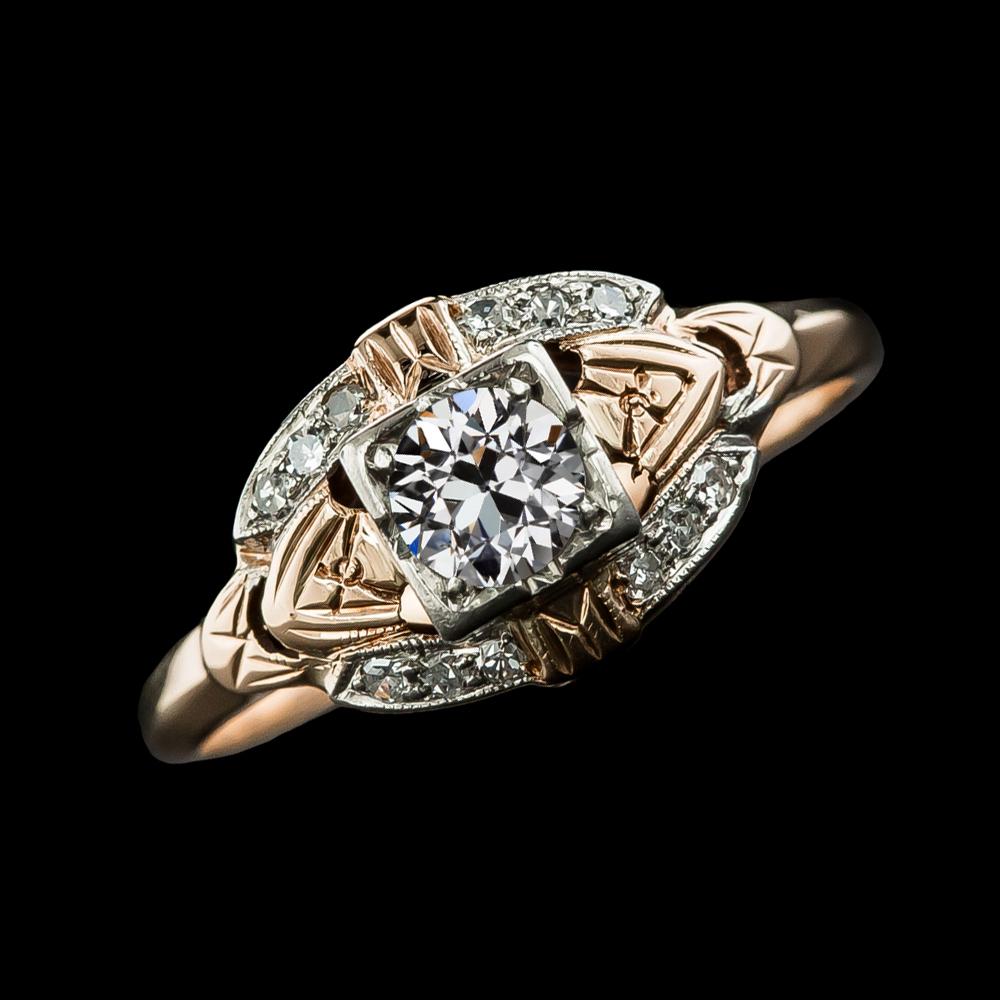 Vintage-Stil Runder alter Bergmann Echt Diamant Ring Gold 2,75 Karat Schmuck