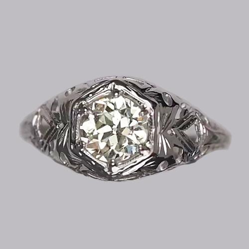 Vintage-Stil Solitärring runder alter Minenschliff Natürlich Diamant 1,25 Karat