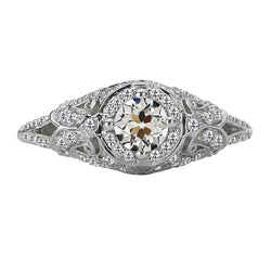 Vintage-Stil runder alter Minenschliff Echt Aus der Erde Abgebauter Natürlicher Diamant Halo Ehering 3.50 Karat