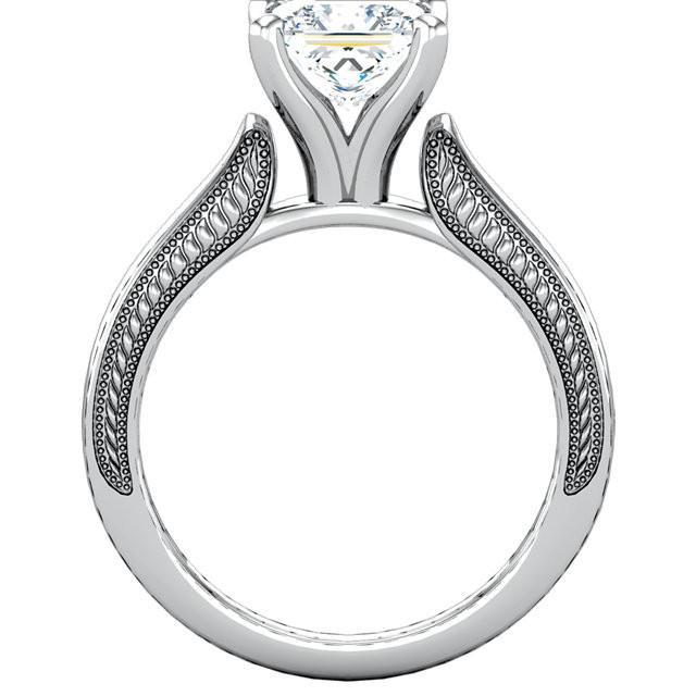 Vintage Style 2 Karat Prinzessin Echt DiamantSolitaire Ring Weißgold 14K