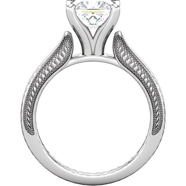 Vintage Style 2 Karat Prinzessin Echt DiamantSolitaire Ring Weißgold 14K