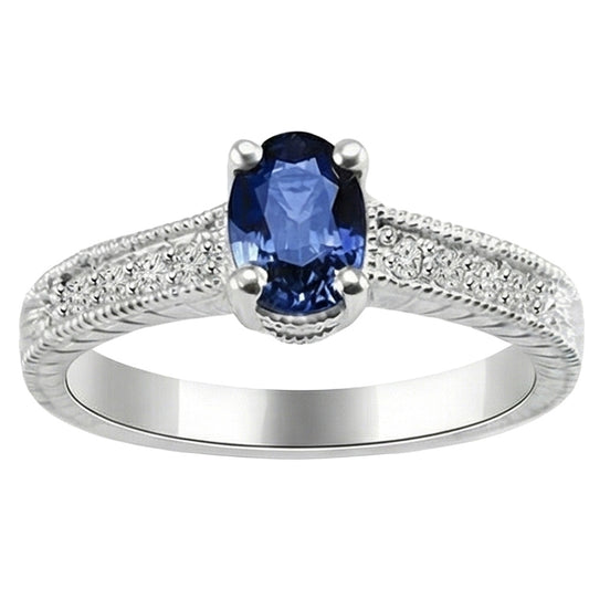 echter oval saphir 2Karat ring Seitenansicht