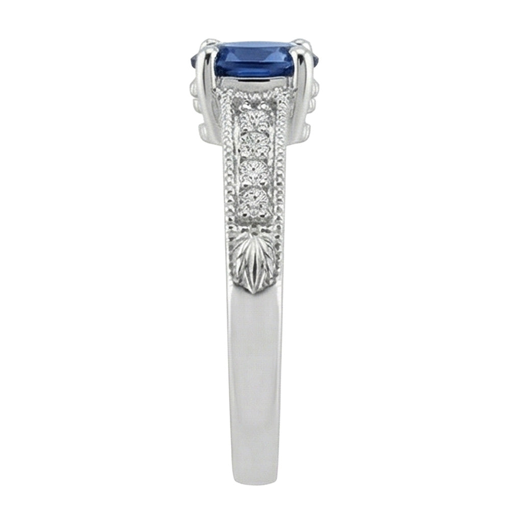 echter oval saphir 2Karat ring Draufsicht