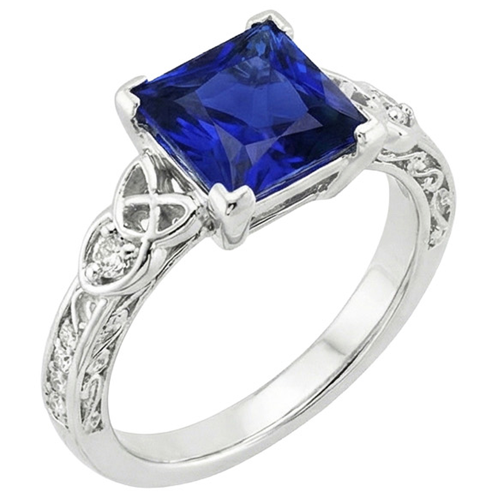 Vintage Style Ceylon Saphir & Aus der Erde Abgebauter Natürlicher Diamant Ring 5,25 Karat Gold 14K