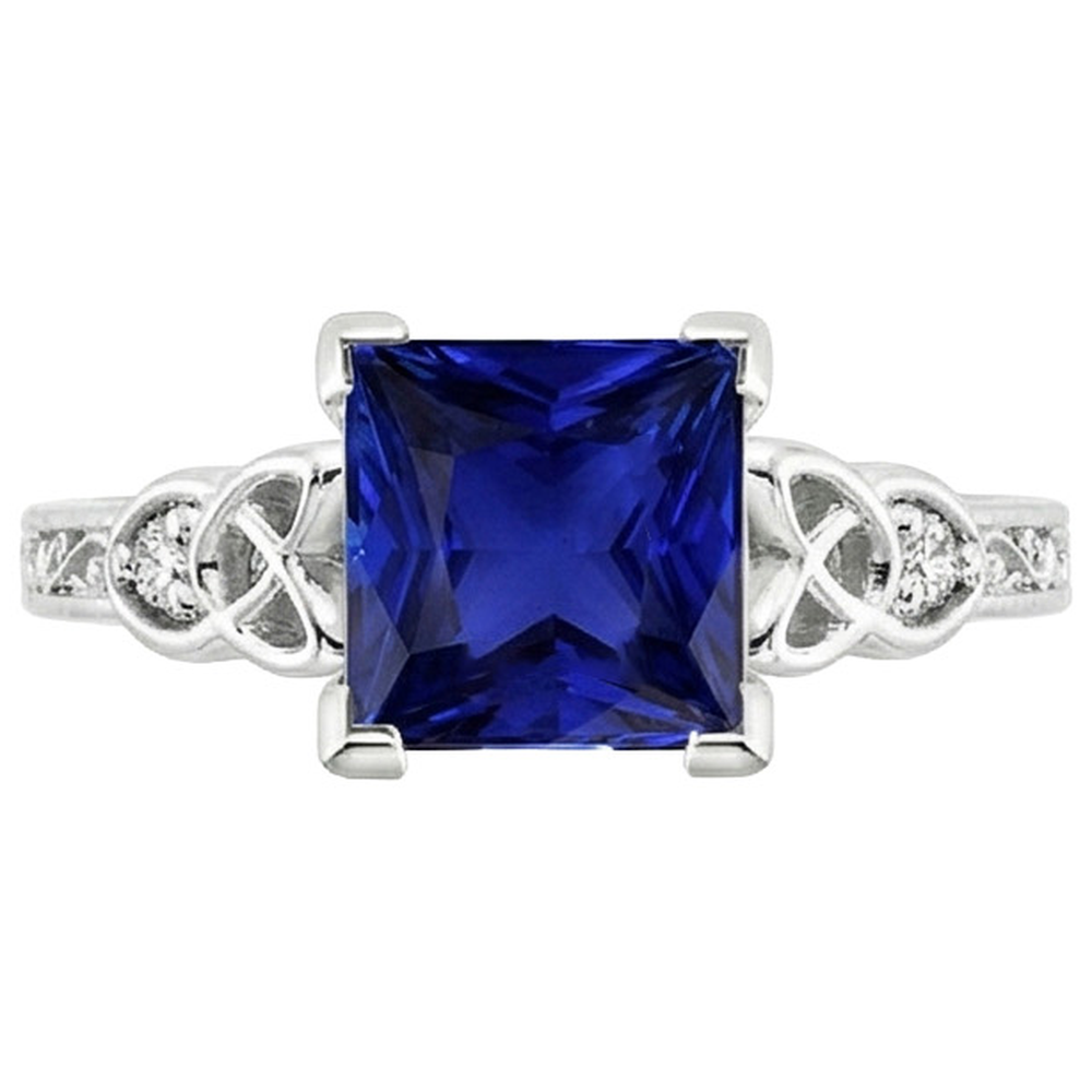 Vintage Style Ceylon Saphir & Aus der Erde Abgebauter Natürlicher Diamant Ring 5,25 Karat Gold 14K