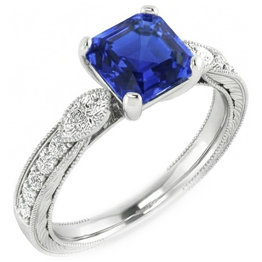 echter asscher diamant 3Karat ring Vorderansicht