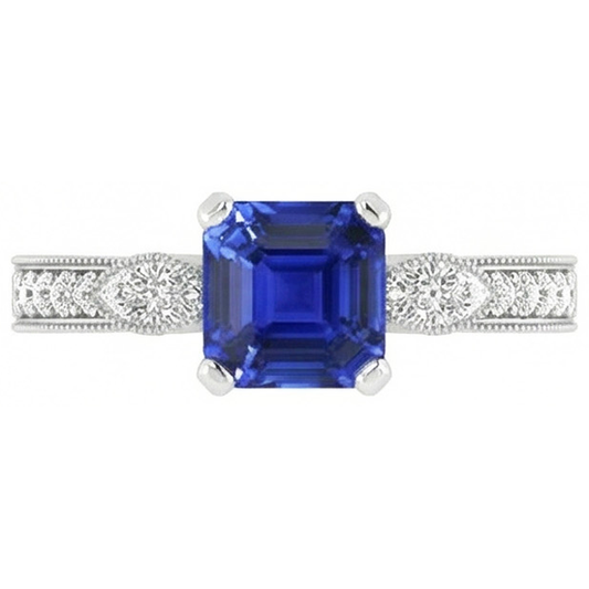 echter asscher diamant 3Karat ring Seitenansicht