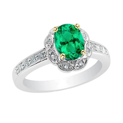 Natürlicher Smaragd Schmuckstein-Ring 2 Karat – Zweifarbiges 14K