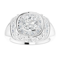 Vintage Style Kissen Old Mine Cut Echt Aus der Erde Abgebauter Natürlicher Diamant Fancy Ring 3.25 Karat