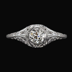 Vintage Style Solitaire Ring Old Mine Cut Natürliche Aus der Erde Abgebauter Natürlicher Diamant 1.50 Karat Filigran
