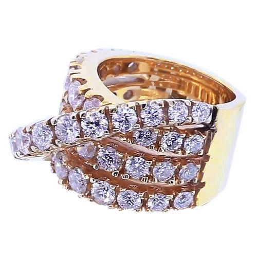 Vintage Typ Echt Diamant Runder Fancy Ring Gelbgold 14K 3,57 Karat
