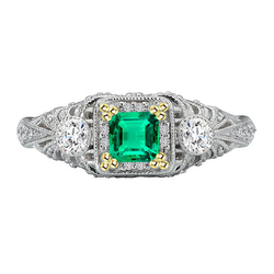 Premium Schmuckstein-Ring mit Vintage Edler Smaragd – 2 Karat