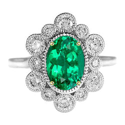 Schmuckstein-Ring 14 Karat Zweifarbig Gold – Smaragd