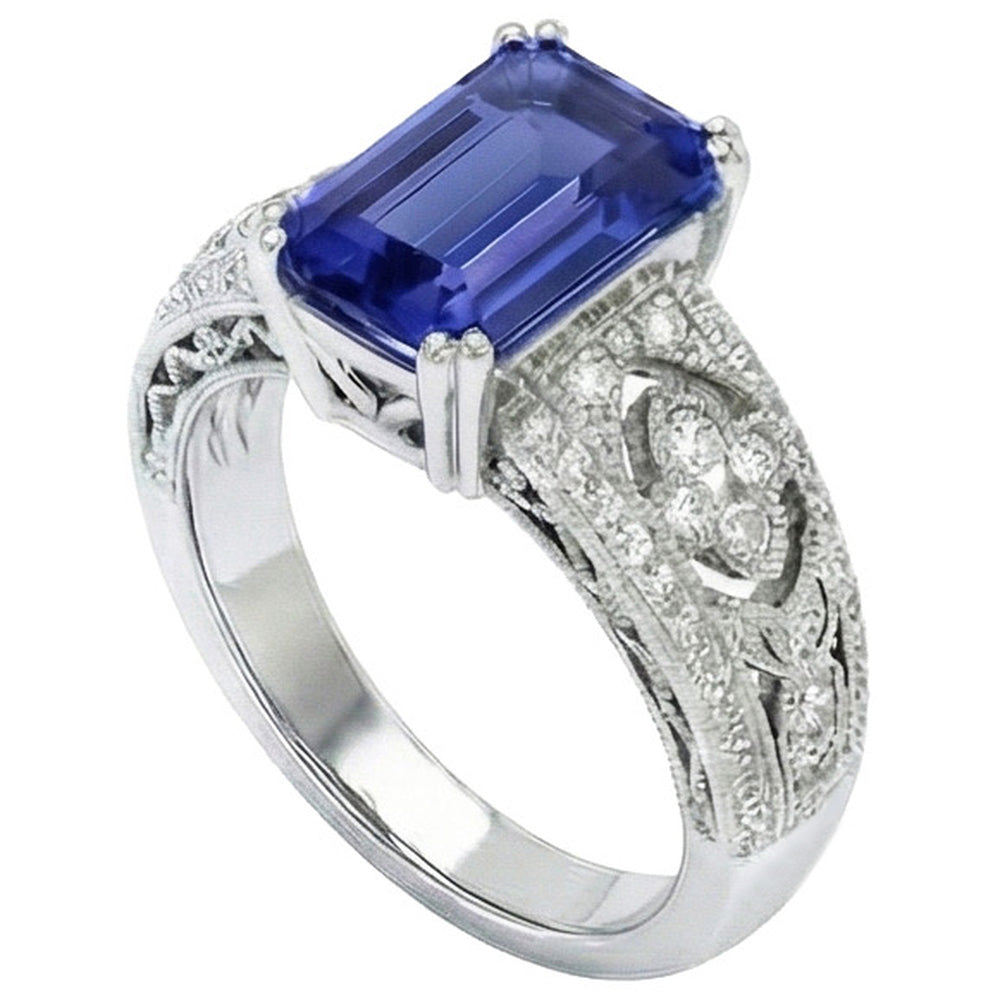 Vintage Style Smaragdblauer Saphir & Aus der Erde Abgebauter Natürlicher Diamant Damenring 9,75 Karat