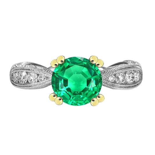 Farbstein-Ring Bicolor 14K Gold mit Kolumbianischer Smaragd – Hauptansicht