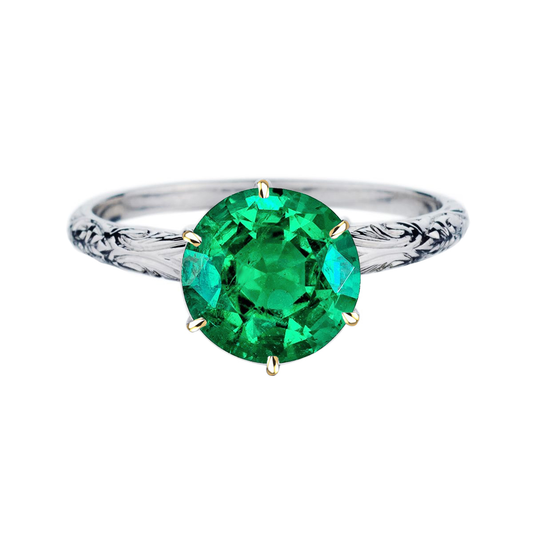 Edelstein-Ring Zweifarbiges 14K Gold mit Kolumbianischer Smaragd – Hauptansicht