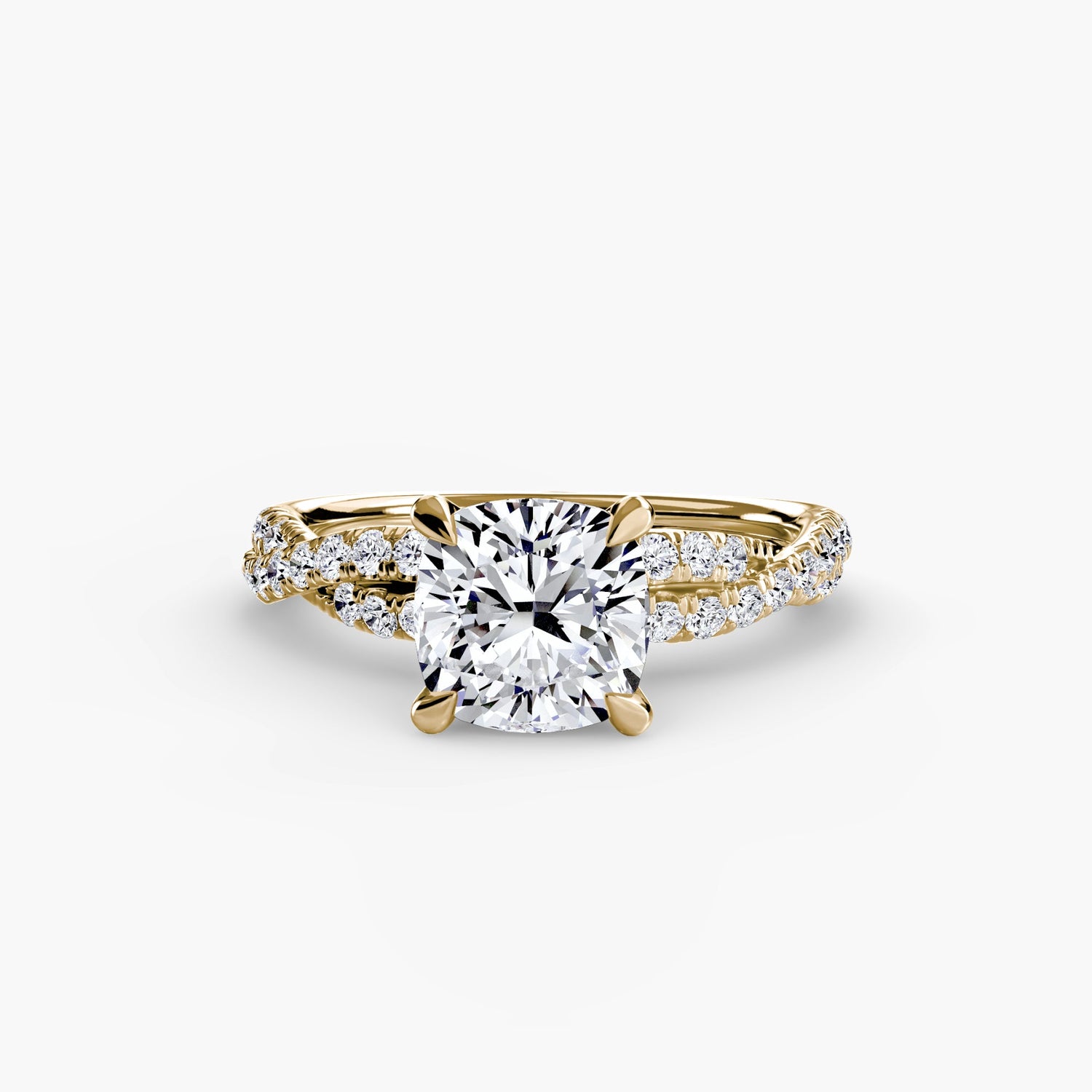 Rund-Brillant Schmuckstein Ring in Gold – Schrägansicht