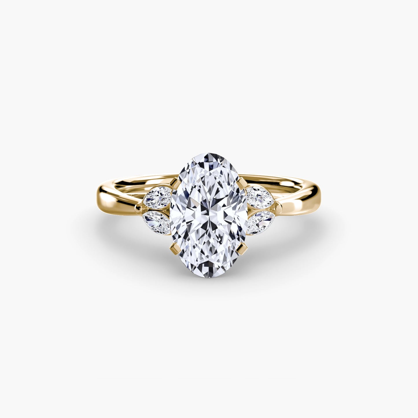 Edelstein Rund-Brillant Setting in Gold – Profilansicht