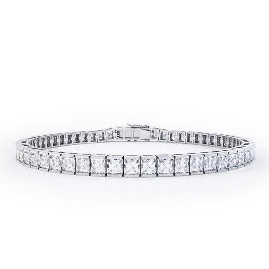 WG 14K Prinzessinnenschnitt FunkelndFunkelnd 11 Karat Echt Diamanten Tennisarmband