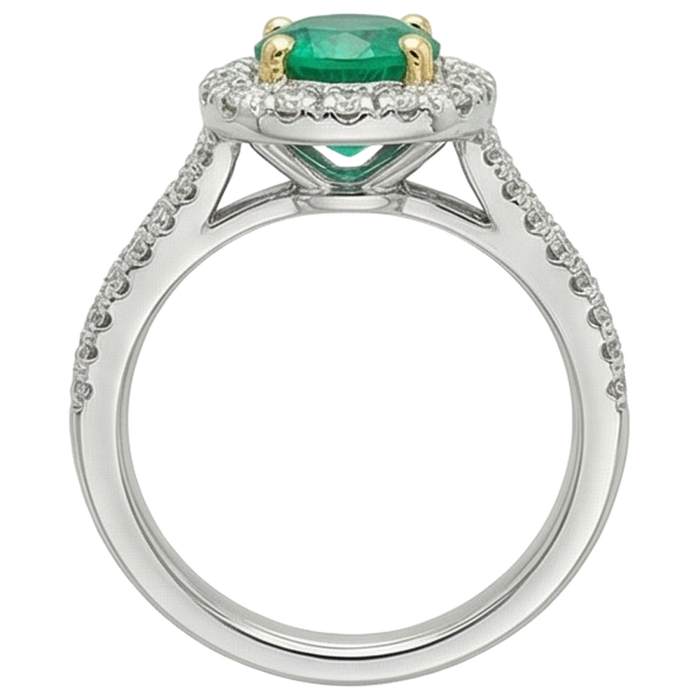 Handgemachter Edler Smaragd Schmuckstein-Ring 2 Karat – Rückansicht