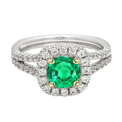 Zweifarbiges 14K Gold Schmuckstein-Ring mit Edler Smaragd – 2