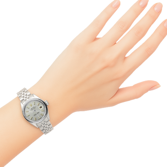 Weißes Leuchtzifferblatt Rolex Date Just Edelstahl Uhr mit geriffelter Lünette Datejust