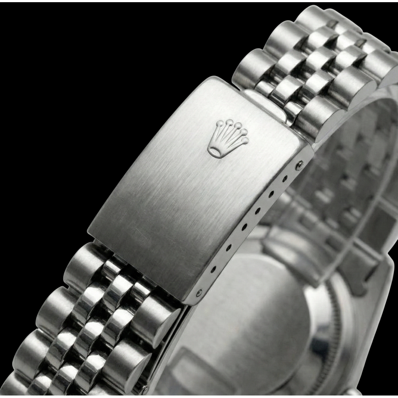 Weißes Rolex-Damenarmband mit römischem Zifferblatt und Datumsanzeige, nur Diamantlünette