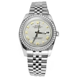 Weißes römisches Zifferblatt, Diamantlünette, Edelstahl-Datum, Just Betrachten Jubilee Rolex SCHNELLES EINSTELLEN