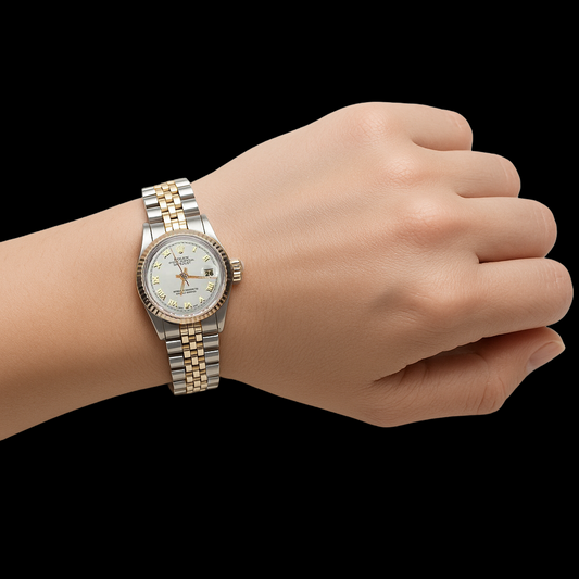Weißes römisches Zifferblatt Rolex Datejust Damenuhr Oyster Perpetual