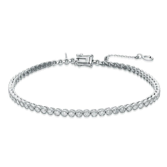 Weißgold 14 Karat 3,20 Karat Bezel Set Round Echt Diamonds Tennis Armband