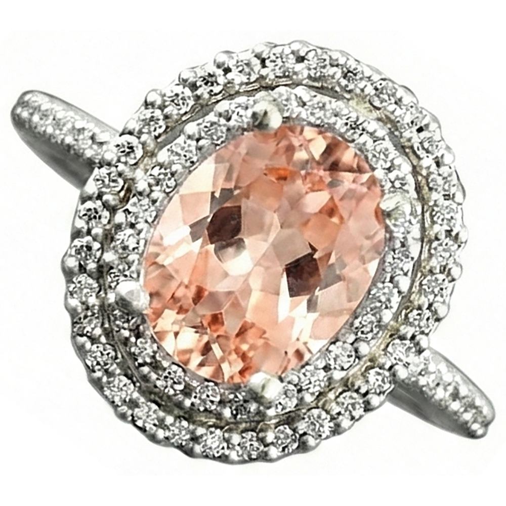 echter oval morganit 10.00Karat ring Draufsicht
