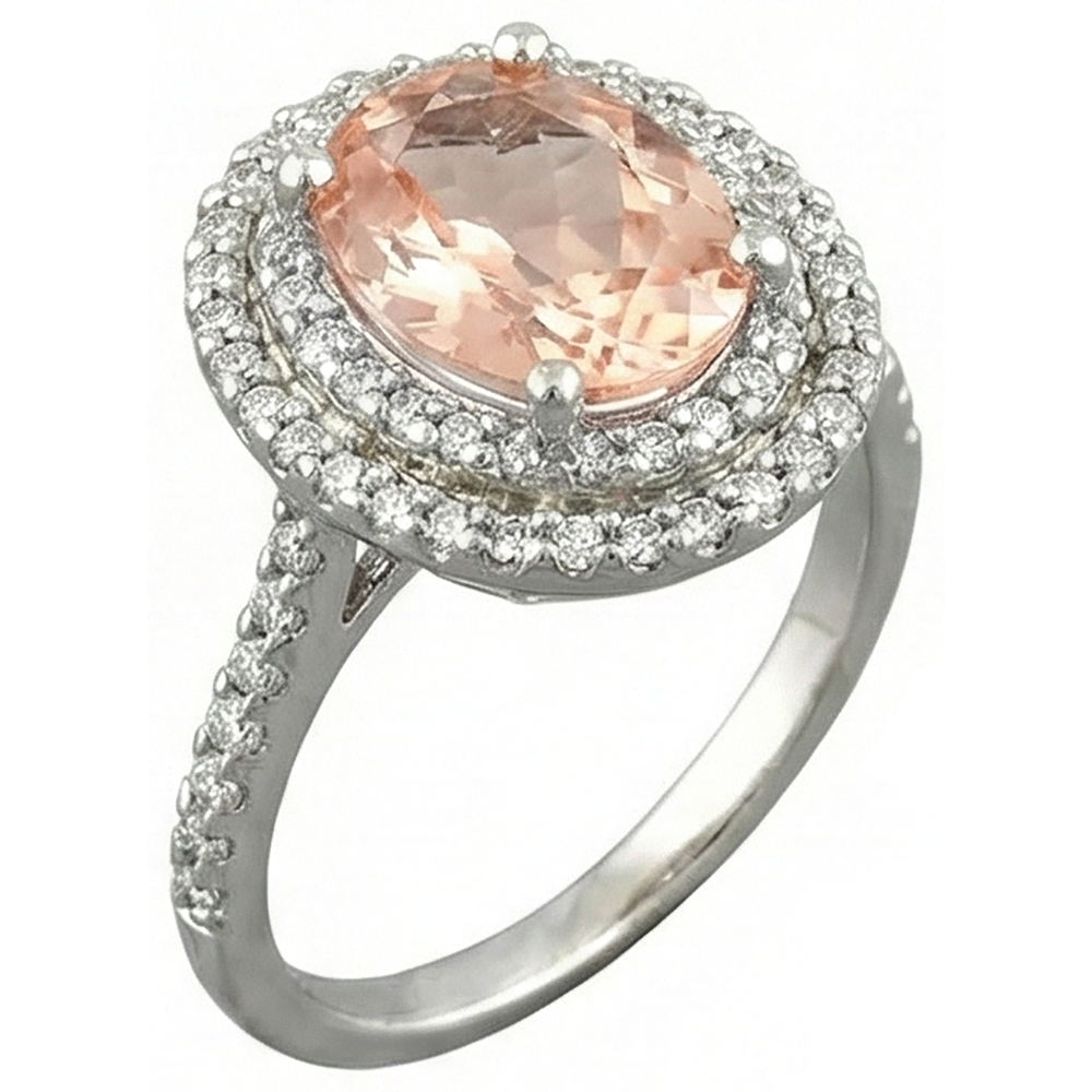 echter oval morganit 10.00Karat ring Profilansicht