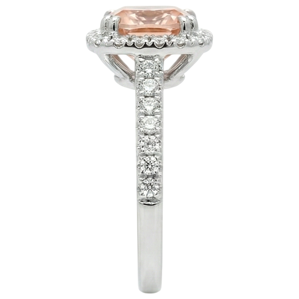 Weißgold 14K 11 Kt. Kissen Morganit und Aus der Erde Abgebauter Natürlicher Diamanten Ring Neu