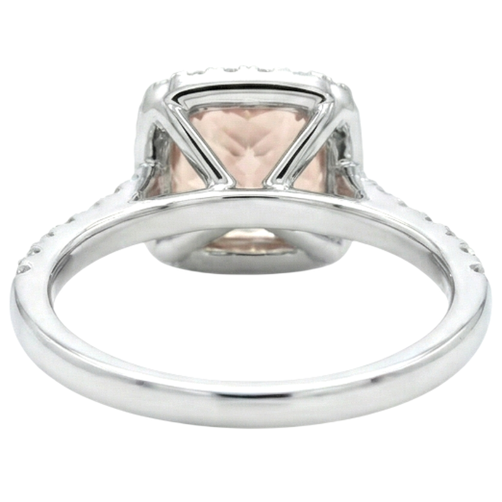 Weißgold 14K 11 Kt. Kissen Morganit und Aus der Erde Abgebauter Natürlicher Diamanten Ring Neu
