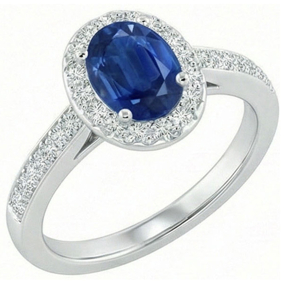echter oval saphir 2.11Karat ring Draufsicht