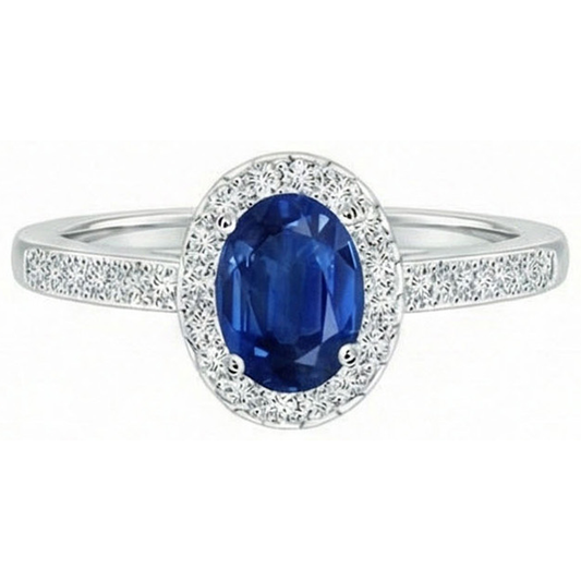 echter oval saphir 2.11Karat ring Seitenansicht