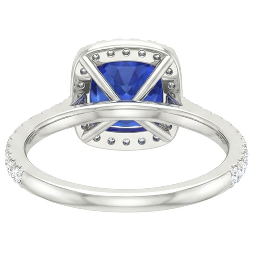 Weißgold 14K 2,45 Karat Ceylon Saphir Aus der Erde Abgebauter Natürlicher Diamanten Ring