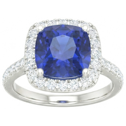 Weißgold 14K 2,45 Karat Ceylon Saphir Aus der Erde Abgebauter Natürlicher Diamanten Ring