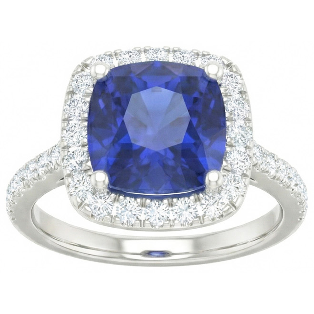 Weißgold 14K 2,45 Karat Ceylon Saphir Aus der Erde Abgebauter Natürlicher Diamanten Ring